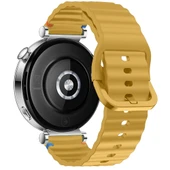 Huawei Watch GT5 41mm İle Uyumlu Dalga Desenli Tokalı Yumusaş Soft Silikon Kordon  Sarı - 2