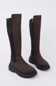 Muggo DİASA Süet Kalın Taban Streç Detaylı Fermuarlı Kadın Çizme - 11