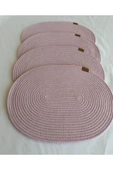 HHKARTS Jüt Amerikan Servis Sofra Altlığı, Masa Dekoru Supla Oval Açık Pembe 30x40 4lü - 2