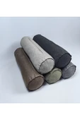HHKARTS Keten Kumaş Silindir Yastık Fermuarlı Bolster Yoga Yastık Kılıfı Kahverengi 20x50 - 4