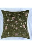 HHKARTS Çiçek Desenli Yastık Kılıfı Çift Taraflı Goblen Kumaş Kapalı Fermuarlı Kırlent 40x40 thumbnail 1