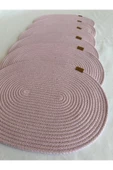 HHKARTS Jüt Amerikan Servis Sofra Altlığı, Masa Dekoru Supla Oval Açık Pembe 30x40 6lı thumbnail 3