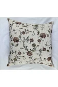HHKARTS Çiçek Desenli Yastık Kılıfı Çift Taraflı Goblen Kumaş Kapalı Fermuarlı Kırlent 40x40 thumbnail 4