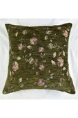 HHKARTS Çiçek Desenli Yastık Kılıfı Çift Taraflı Goblen Kumaş Kapalı Fermuarlı Kırlent 40x40 thumbnail 3