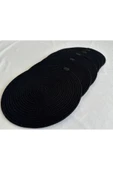 HHKARTS Yuvarlak Amerikan Servis Sofra Altlığı, Masa Dekoru Supla Siyah 33cm 6lı thumbnail 2