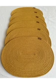 HHKARTS Jüt Amerikan Servis Sofra Altlığı, Masa Dekoru Supla Oval Hardal 30x40 6lı - 1