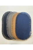 HHKARTS Jüt Kenarları Desenli Oval Paspas Lacivert thumbnail 2