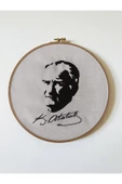 HHKARTS Atatürk Portre Nakışlı Kasnak Duvar Süsü 29Cm - 5