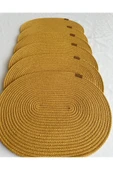 HHKARTS Jüt Amerikan Servis Sofra Altlığı, Masa Dekoru Supla Oval Hardal 30x40 6lı - 4