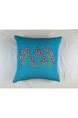 HHKARTS Mavi Renk Çiçek Desenli Nakışlı Yastık Kılıfı 40X40 | Kırlent Kılıfı Fermuarlı thumbnail 4