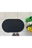 HHKARTS Jüt Düz Banyo Paspası Oval Siyah thumbnail 1