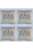 HHKARTS Çiçek Desenli Nakışlı Kırlent Kılıfı Fermuarlı 40x40 4'lü thumbnail 1