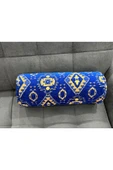 oushak Kilim Desenli Mavidekoratif Silindir Şönil Dokuma Fermuarlı Etnik Bolster Yoga Yastık Kılıfı thumbnail 4