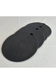 HHKARTS Yuvarlak Amerikan Servis Sofra Altlığı, Masa Dekoru Supla Antrasit 33cm 4lü thumbnail 2