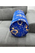 oushak Kilim Desenli Mavidekoratif Silindir Şönil Dokuma Fermuarlı Etnik Bolster Yoga Yastık Kılıfı thumbnail 1