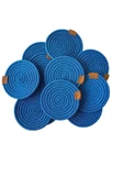 HHKARTS Jüt Bardak Kupa Altlığı Mavi 13cm 12li - 5
