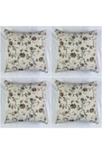 HHKARTS Çiçek Desenli Yastık Kılıfı Çift Taraflı Goblen Kumaş Kapalı Fermuarlı Kırlent 4'lü 40x40 thumbnail 1