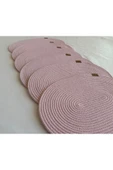 HHKARTS Jüt Amerikan Servis Sofra Altlığı, Masa Dekoru Supla Oval Açık Pembe 30x40 6lı thumbnail 2