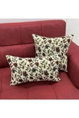 oushak Çiçek Desenli Yastık Kılıfı Çift Taraflı Goblen Kumaş Kapalı Fermuarlı Kırlent thumbnail 1
