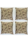 HHKARTS Çiçek Desenli Yastık Kılıfı Çift Taraflı Goblen Kumaş Kapalı Fermuarlı Kırlent 4'lü 40x40 thumbnail 1