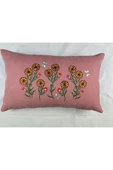 HHKARTS Pembe Renk Çiçek Desenli Nakışlı Yastık Kılıfı 30x50 | Kırlent Kılıfı Fermuarlı thumbnail 1