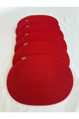 HHKARTS Jüt Amerikan Servis Sofra Altlığı, Masa Dekoru Supla Oval Kırmızı 30x40 6lı - 2