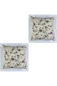 HHKARTS Çiçek Desenli Yastık Kılıfı Çift Taraflı Goblen Kumaş Kapalı Fermuarlı Kırlent 2'Lİ 40x40 thumbnail 1