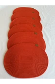 HHKARTS Jüt Amerikan Servis Sofra Altlığı, Masa Dekoru Supla Oval Turuncu 30x40 6lı - 2