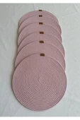 HHKARTS Yuvarlak Amerikan Servis Sofra Altlığı, Masa Dekoru Supla Açık Pembe 33cm 6lı thumbnail 1
