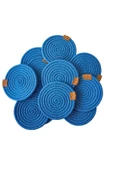 HHKARTS Jüt Bardak Kupa Altlığı Mavi 13cm 12li - 4
