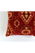 oushak Kilim Desenli Dekoratif Yastık Kılıfı 4'lü Çift Taraflı Şönil Dokuma Gizli Fermuarlı Kırlent Kılıfı - 3