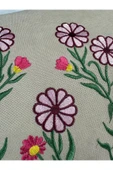 HHKARTS Krem Renk Çiçek Desenli Nakışlı Yastık Kılıfı 30X50 | Kırlent Kılıfı Fermuarlı thumbnail 4