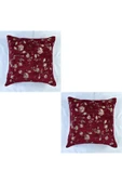 HHKARTS Çiçek Desenli Yastık Kılıfı Çift Taraflı Goblen Kumaş Kapalı Fermuarlı Kırlent 2'Lİ 40x40 thumbnail 1