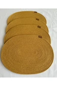 HHKARTS Jüt Amerikan Servis Sofra Altlığı, Masa Dekoru Supla Oval Hardal 30x40 4lü - 3