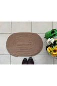 HHKARTS Jüt Düz Banyo Paspası Oval Kahverengi thumbnail 1