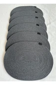 HHKARTS Jüt Amerikan Servis Sofra Altlığı, Masa Dekoru Supla Oval Antrasit 30x40 6lı - 1