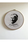 HHKARTS Atatürk Portre Nakışlı Kasnak Duvar Süsü 29Cm - 2