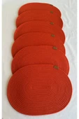 HHKARTS Jüt Amerikan Servis Sofra Altlığı, Masa Dekoru Supla Oval Turuncu 30x40 6lı - 1