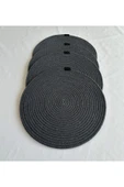 HHKARTS Yuvarlak Amerikan Servis Sofra Altlığı, Masa Dekoru Supla Antrasit 33cm 4lü thumbnail 1