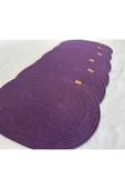 HHKARTS Jüt Amerikan Servis Sofra Altlığı, Masa Dekoru Supla Oval Mor 30x40 6lı thumbnail 2