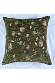 HHKARTS Çiçek Desenli Yastık Kılıfı Çift Taraflı Goblen Kumaş Kapalı Fermuarlı Kırlent 2'Lİ 40x40 thumbnail 3