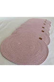 HHKARTS Jüt Amerikan Servis Sofra Altlığı, Masa Dekoru Supla Oval Açık Pembe 30x40 6lı thumbnail 1