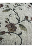 HHKARTS Çiçek Desenli Yastık Kılıfı Çift Taraflı Goblen Kumaş Kapalı Fermuarlı Kırlent 40x40 - 7
