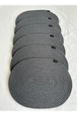 HHKARTS Jüt Amerikan Servis Sofra Altlığı, Masa Dekoru Supla Oval Antrasit 30x40 6lı - 2