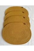 HHKARTS Jüt Amerikan Servis Sofra Altlığı, Masa Dekoru Supla Oval Hardal 30x40 4lü - 2