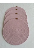 HHKARTS Yuvarlak Amerikan Servis Sofra Altlığı, Masa Dekoru Supla Açık Pembe 33cm 4lü thumbnail 2