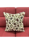 oushak Çiçek Desenli Yastık Kılıfı Çift Taraflı Goblen Kumaş Kapalı Fermuarlı Kırlent thumbnail 3