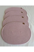 HHKARTS Jüt Amerikan Servis Sofra Altlığı, Masa Dekoru Supla Oval Açık Pembe 30x40 4lü - 1