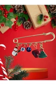 BAE ATOLYE Yılbaşı Koleksiyonu Çamağacı Kardan Adam Cam Kalp Iskoç Yaka Iğnesi Broş Yeniyıl thumbnail 1
