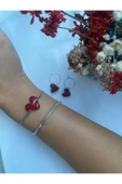 BAE ATOLYE Charm Kırmızı Kalp  Cam Murano Bileklik Kırmızı Ipli Asansör Bileklik thumbnail 1